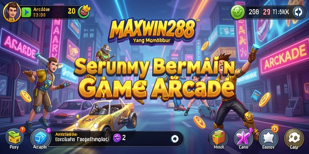 Tampilan antarmuka game Arcade MAXWIN288 yang menarik dan berwarna.