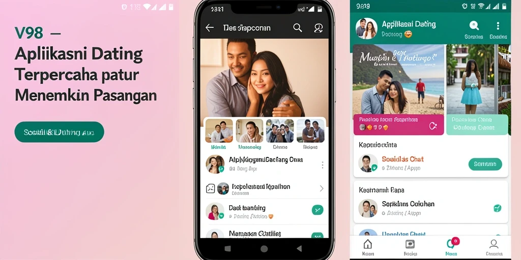 Antarmuka V98 yang elegan dan fungsional untuk kencan online.
