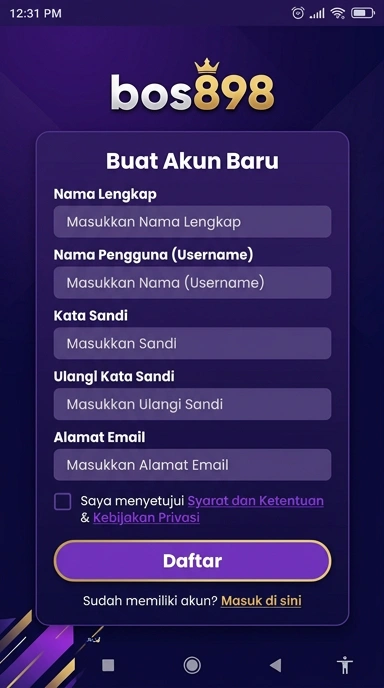 Panduan Registrasi Akun Baru bos898 di Android
